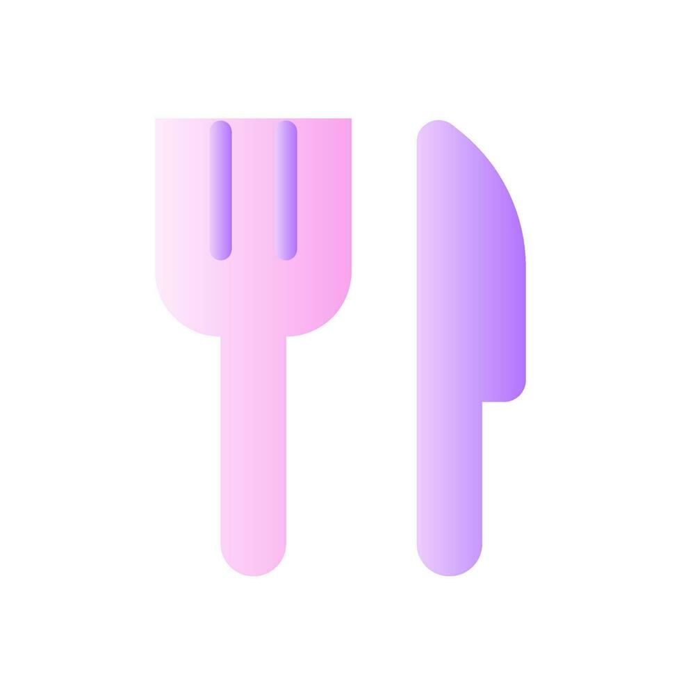 tenedor y cuchillo plano degradado bicolor ui icono. restaurante signo. servir arriba mesa. cocina utensilio. sencillo lleno pictograma. interfaz gráfica de usuario, ux diseño para móvil solicitud. vector aislado rgb ilustración