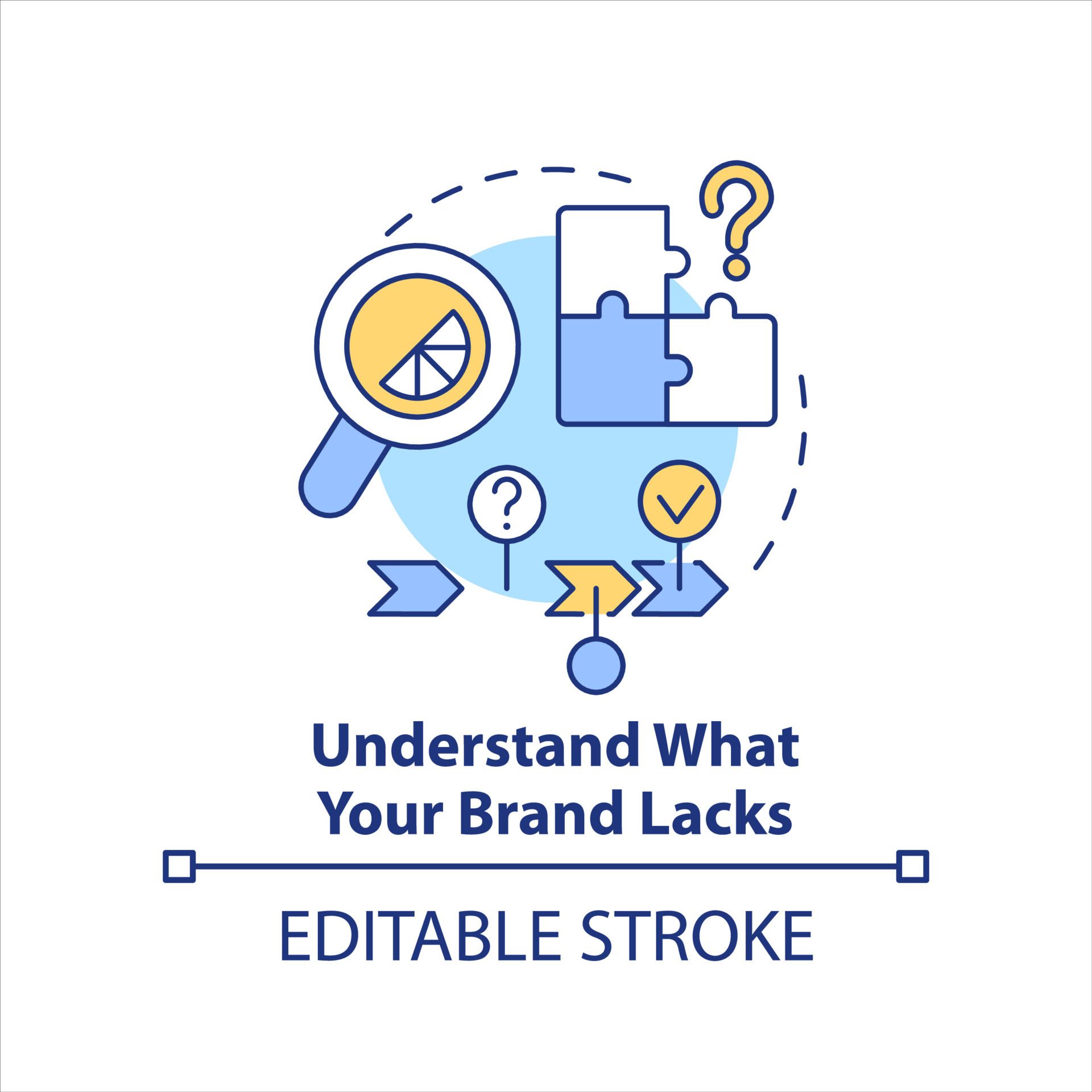 Understand your brand lacks concept icon. Define business weaknesses