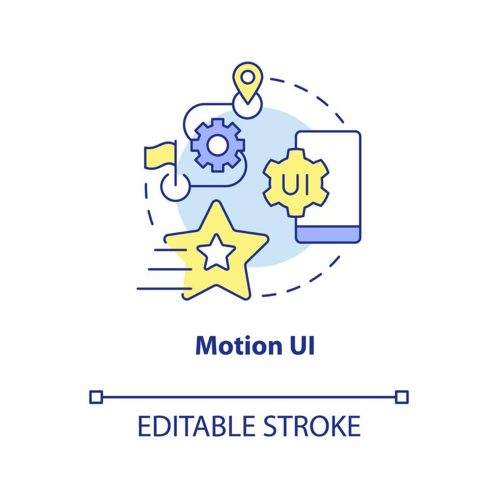 Motion UI concept icon. App production. Trend in website development abstract idea thin line illustration. Isolated outline drawing. Editable stroke vector