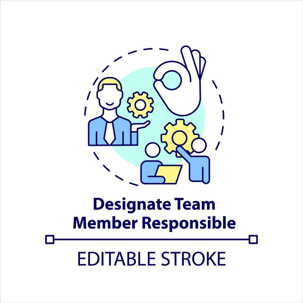 Designate team member responsible concept icon. Define manager. Choose leader abstract idea thin line illustration. Isolated outline drawing. Editable stroke vector