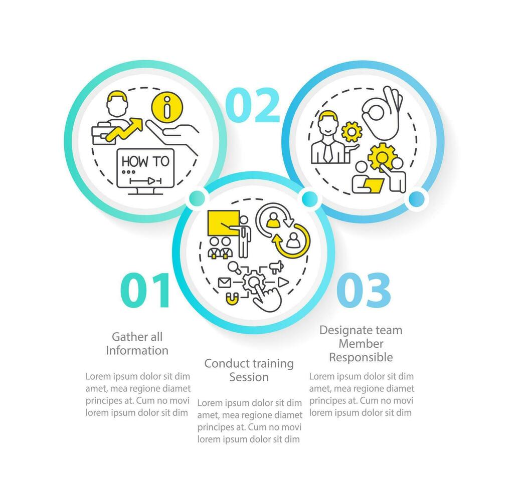 Setting up business software tips circle infographic template. Data visualization with 3 steps. Editable timeline info chart. Workflow layout with line icons vector