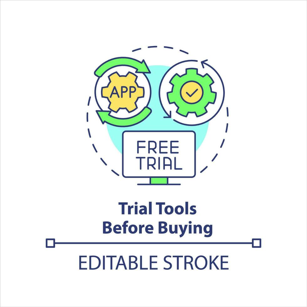 Trial tools before buy concept icon. Demonstration version. Testing apps. Selection abstract idea thin line illustration. Isolated outline drawing. Editable stroke vector