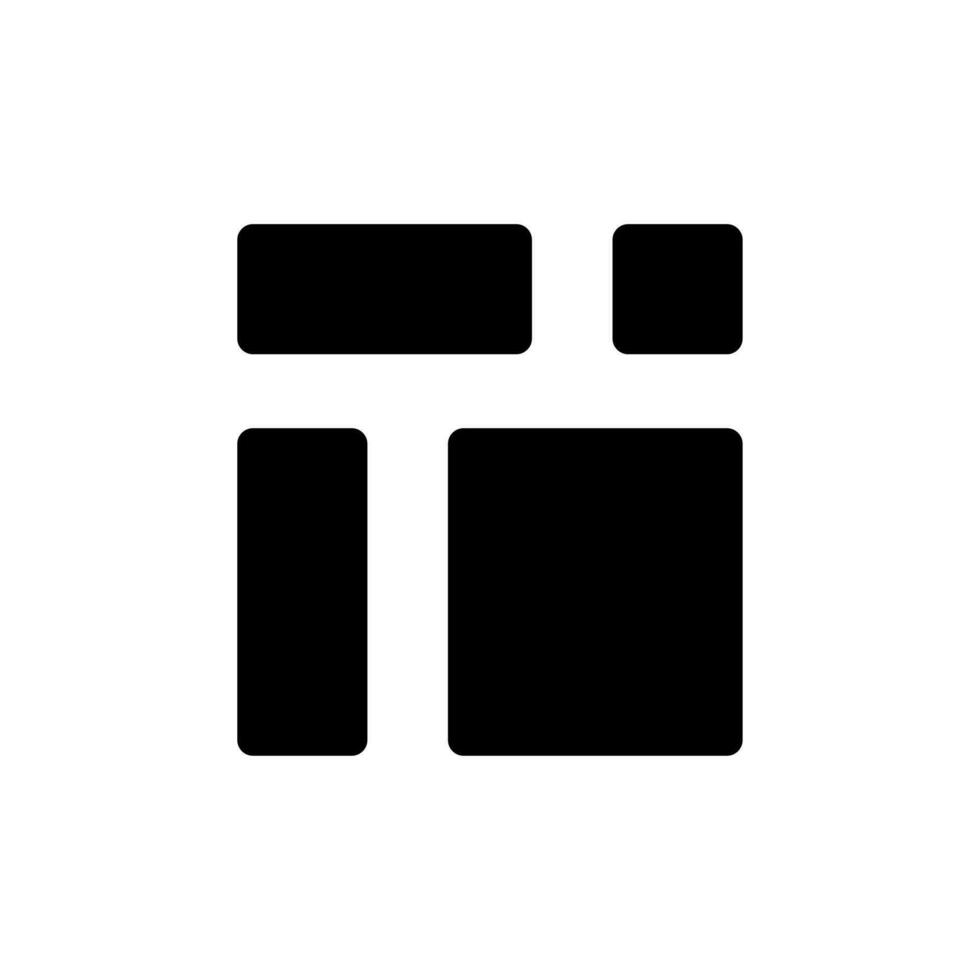 Content blocks black glyph ui icon. Webpage elements arrangement. Web design. User interface design. Silhouette symbol on white space. Solid pictogram for web, mobile. Isolated vector illustration