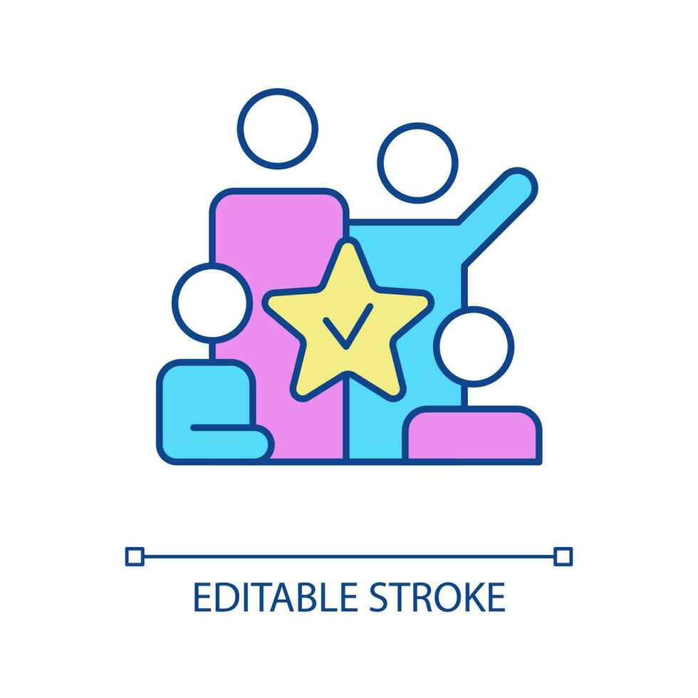 Successful teambuilding RGB color icon. Business partnership. Effective corporate brainstorming. Isolated vector illustration. Simple filled line drawing. Editable stroke