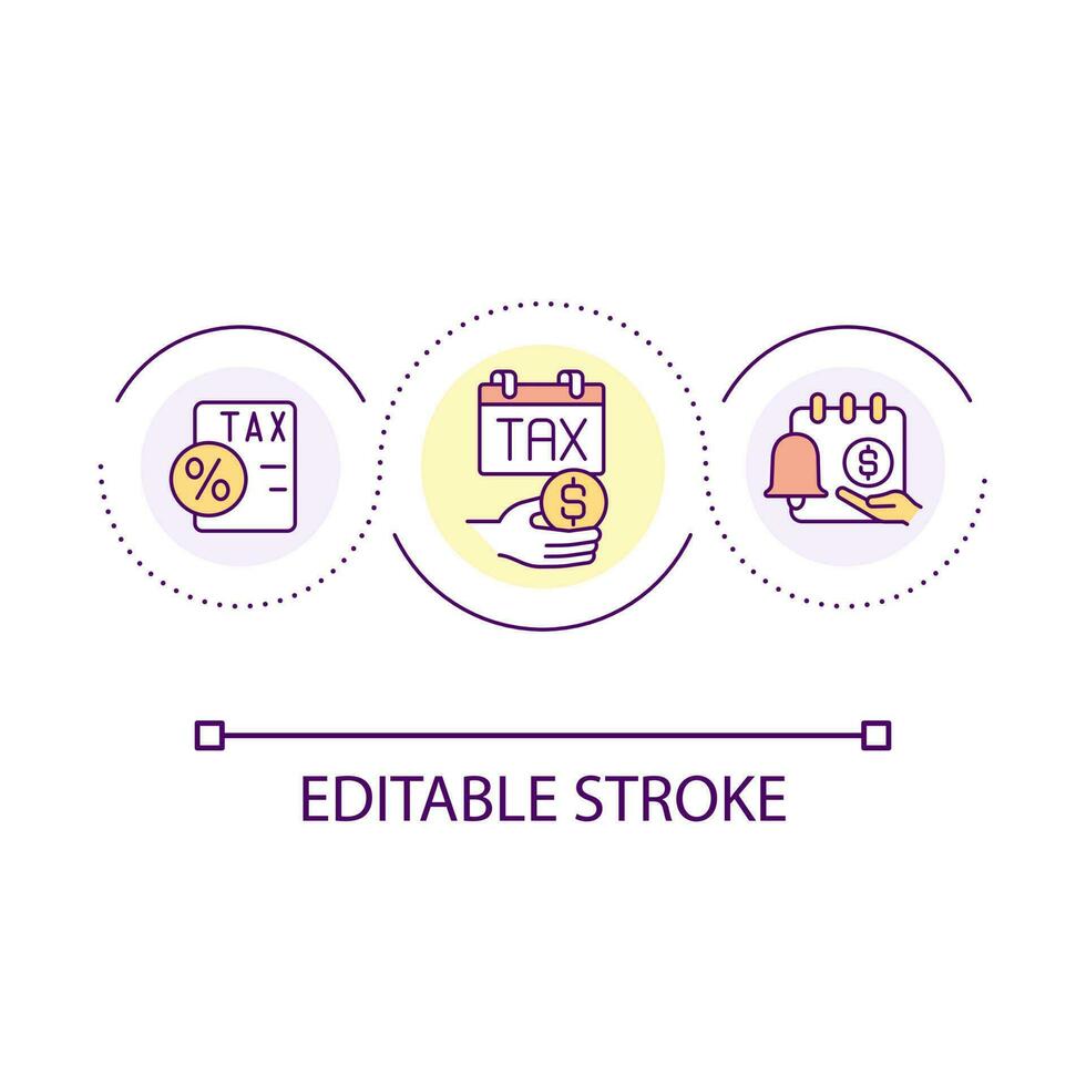 Taxes payment control loop concept icon. Withholding from earnings. Money management abstract idea thin line illustration. Isolated outline drawing. Editable stroke vector