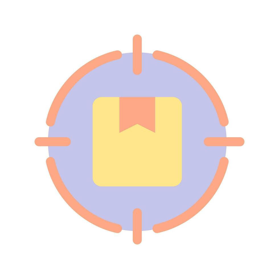 Focus on parcel flat color ui icon. Priority package. Postal delivery service. Track order. Simple filled element for mobile app. Colorful solid pictogram. Vector isolated RGB illustration