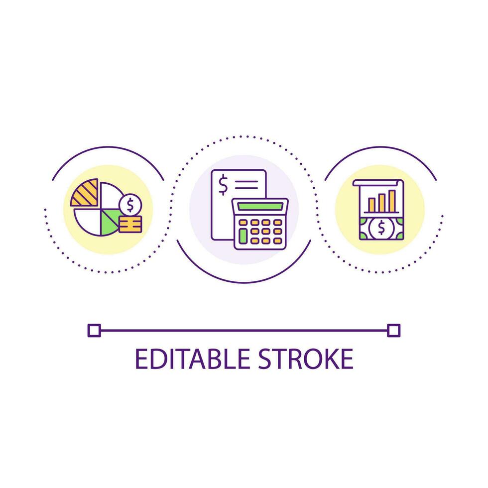 Budget planning service loop concept icon. Accounting agency offer. Financial management abstract idea thin line illustration. Isolated outline drawing. Editable stroke vector