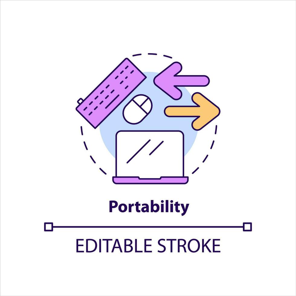 Portability concept icon. Corporate hardware. Business equipment. Easy to move abstract idea thin line illustration. Isolated outline drawing. Editable stroke vector