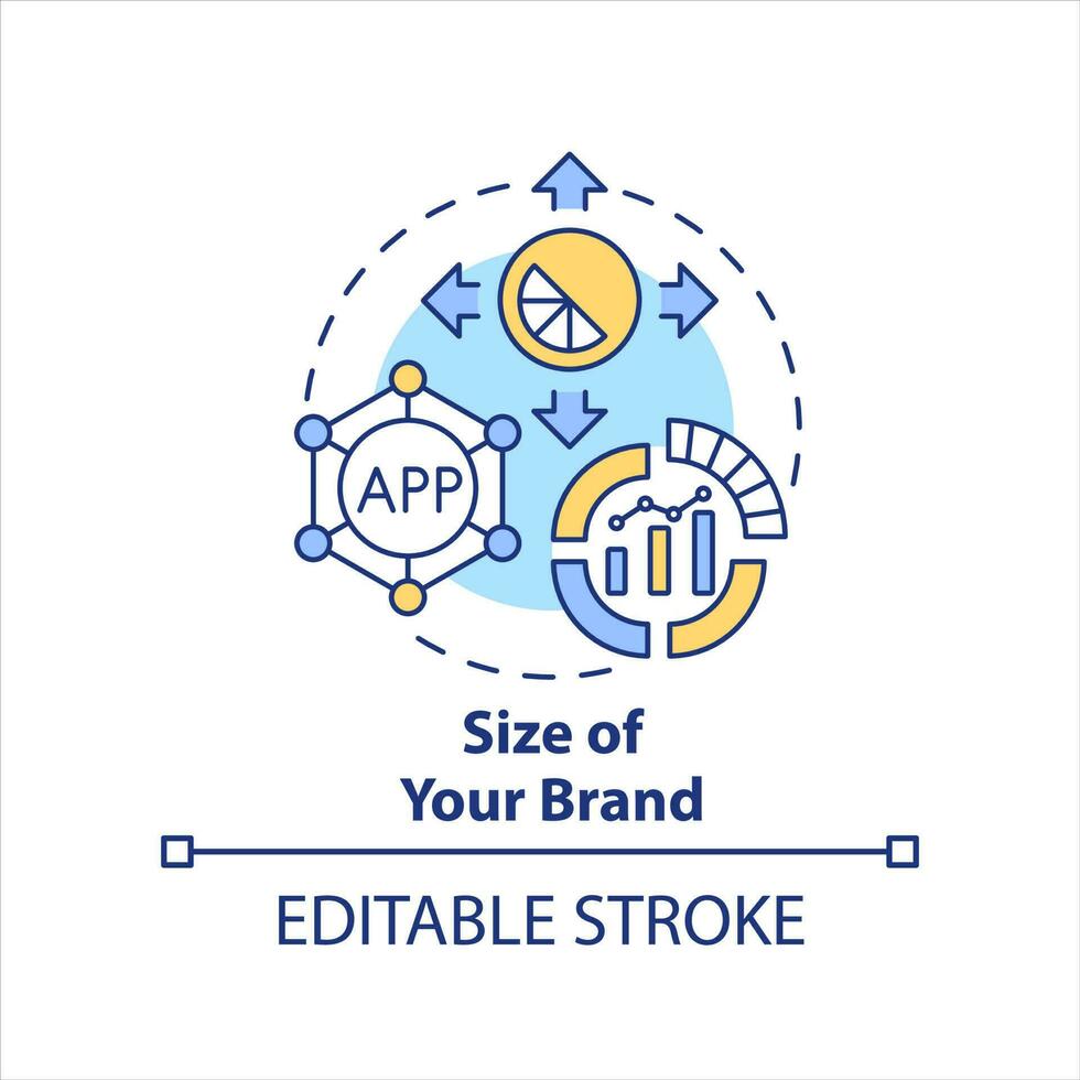 Size of your brand concept icon. Business analysis. Find solution. Consideration abstract idea thin line illustration. Isolated outline drawing. Editable stroke vector