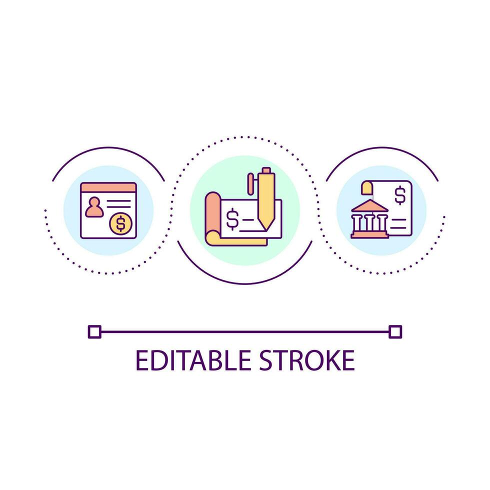 Employee payroll loop concept icon. Compensation for work efforts. Payment approving abstract idea thin line illustration. Isolated outline drawing. Editable stroke vector
