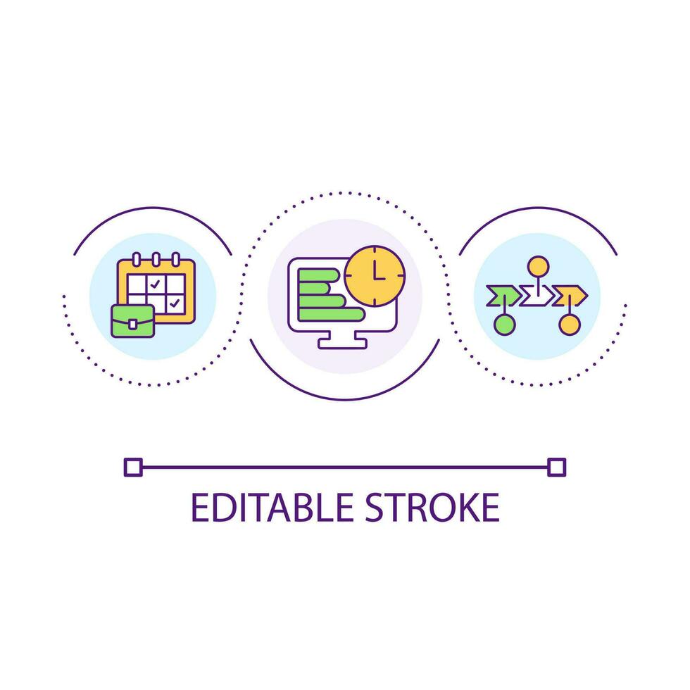 Business development strategy loop concept icon. Corporate planning process. Management abstract idea thin line illustration. Isolated outline drawing. Editable stroke vector