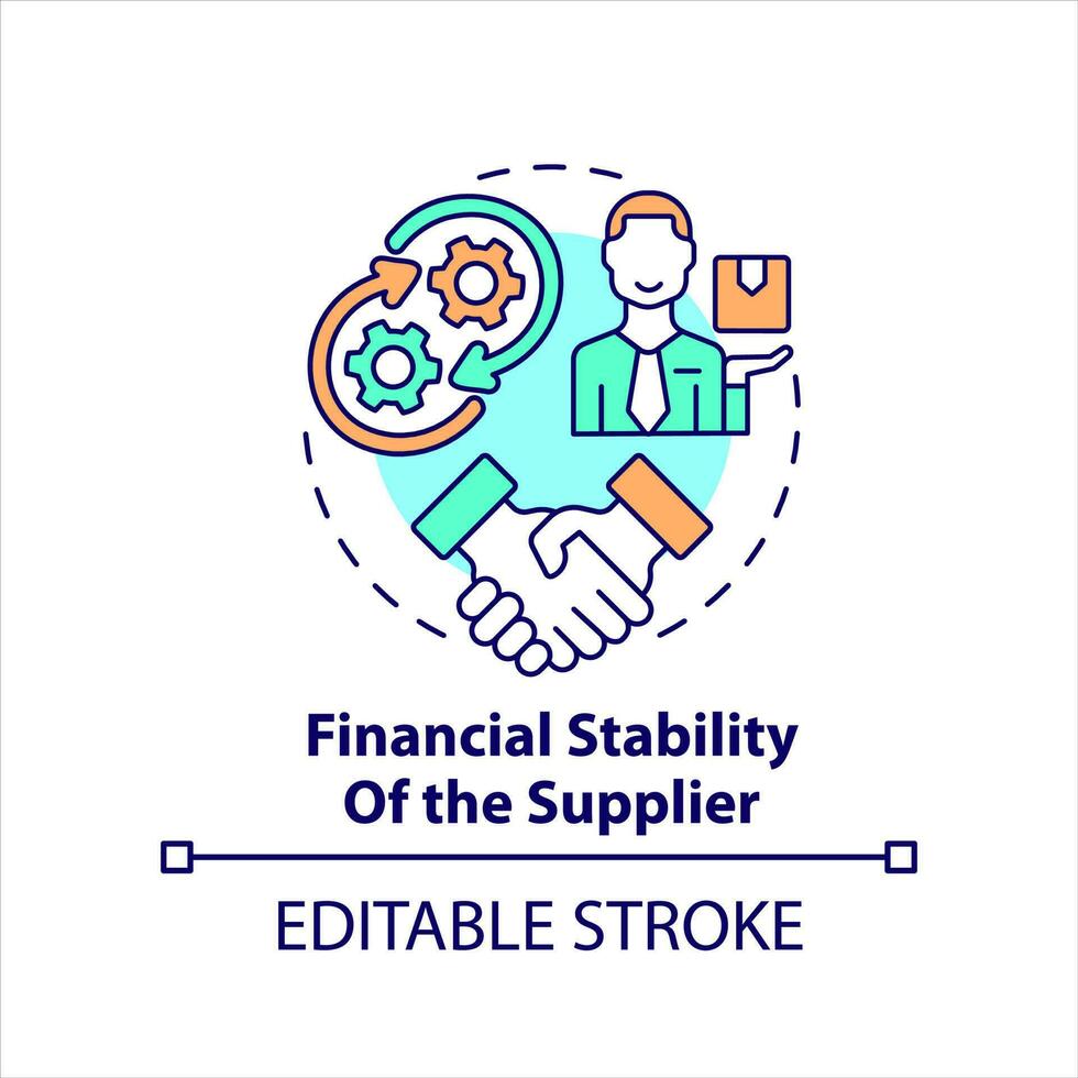Financial stability of supplier concept icon. Reliable partnership. Secure agreement abstract idea thin line illustration. Isolated outline drawing. Editable stroke vector