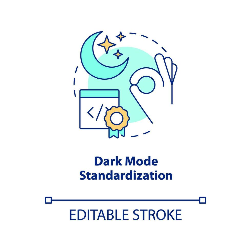 Dark mode standardization concept icon. App design. Trend in web technology abstract idea thin line illustration. Isolated outline drawing. Editable stroke vector