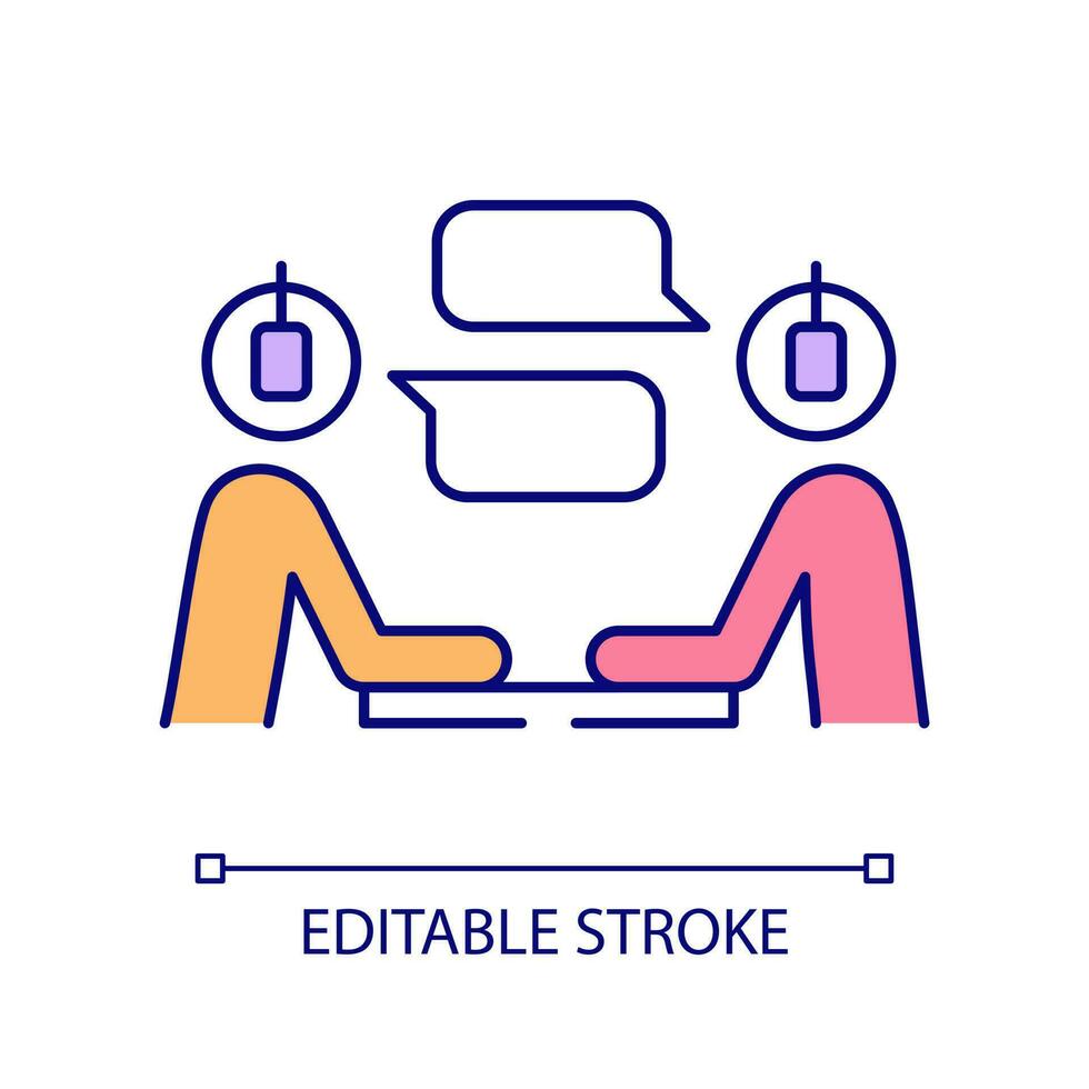 Conversational podcast format RGB color icon. Live streaming. Talk show