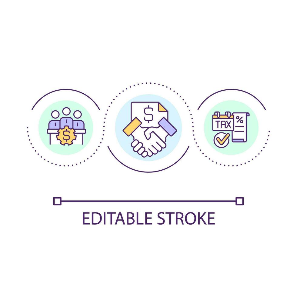 Financial counseling loop concept icon. Deal with trustful partners. Outsource bookkeeping service abstract idea thin line illustration. Isolated outline drawing. Editable stroke vector
