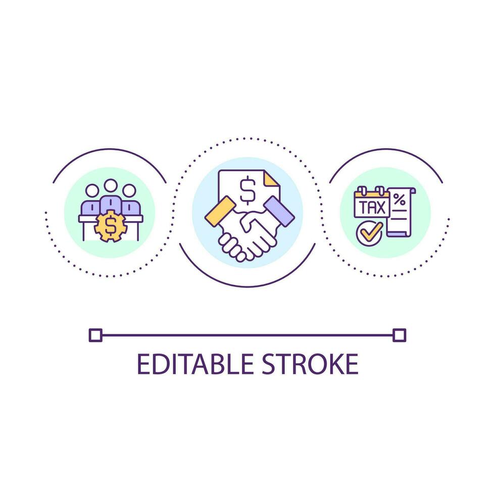 Financial counseling loop concept icon. Deal with trustful partners. Outsource bookkeeping service abstract idea thin line illustration. Isolated outline drawing. Editable stroke vector