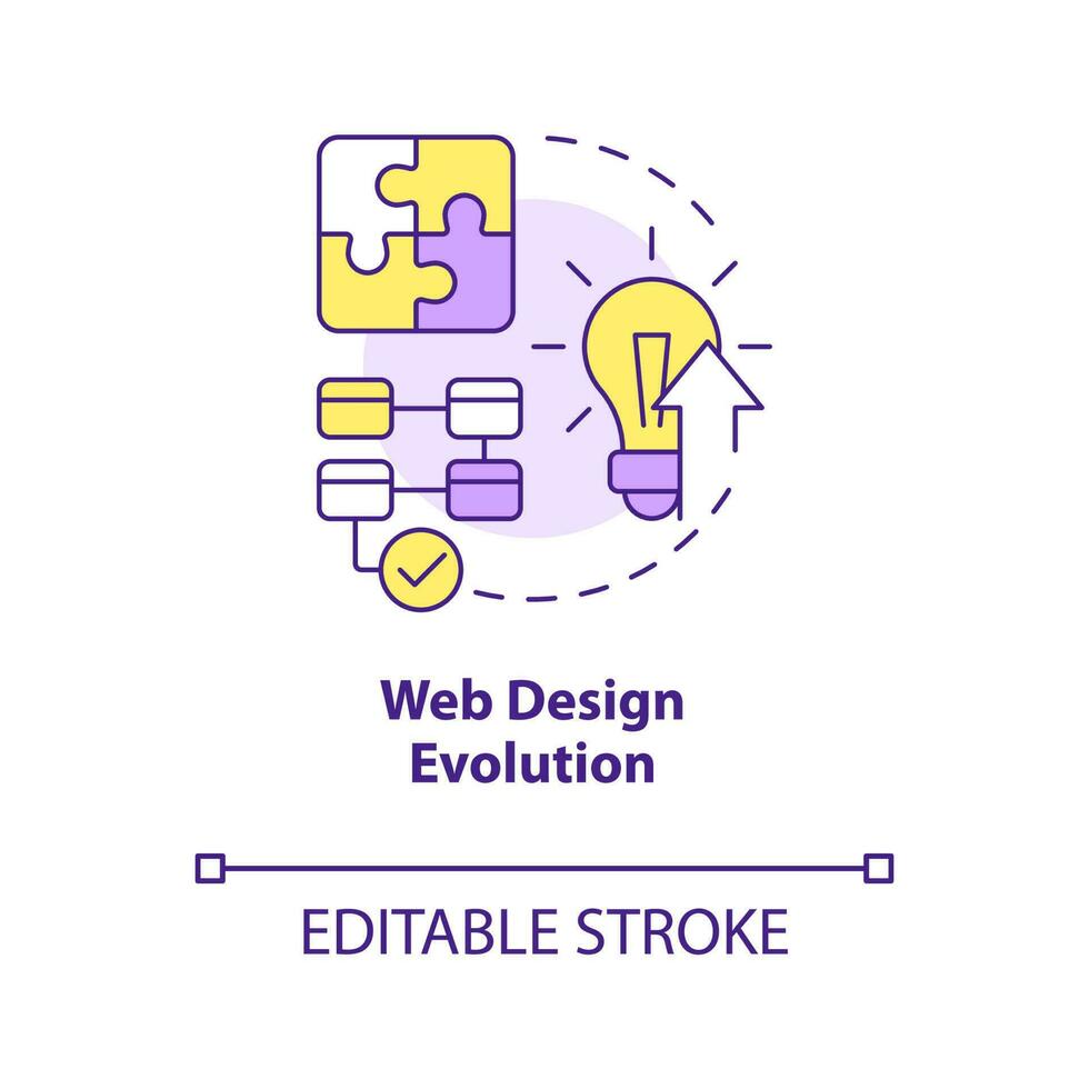 Web design evolution concept icon. Digital technology. Website development trend abstract idea thin line illustration. Isolated outline drawing. Editable stroke vector
