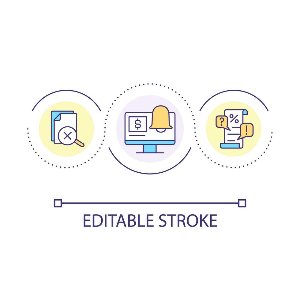 Payments automatization loop concept icon. Systematization of financial operations. Banking abstract idea thin line illustration. Isolated outline drawing. Editable stroke vector