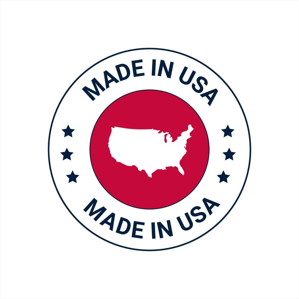 Made in USA badges. proud label stamp, American flag and national symbols, united states of America patriotic emblems set. us product stickers, national independence day badges vector