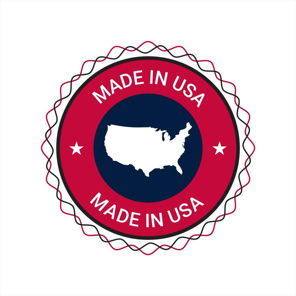 Made in USA badges. proud label stamp, American flag and national symbols, united states of America patriotic emblems set. us product stickers, national independence day badges vector