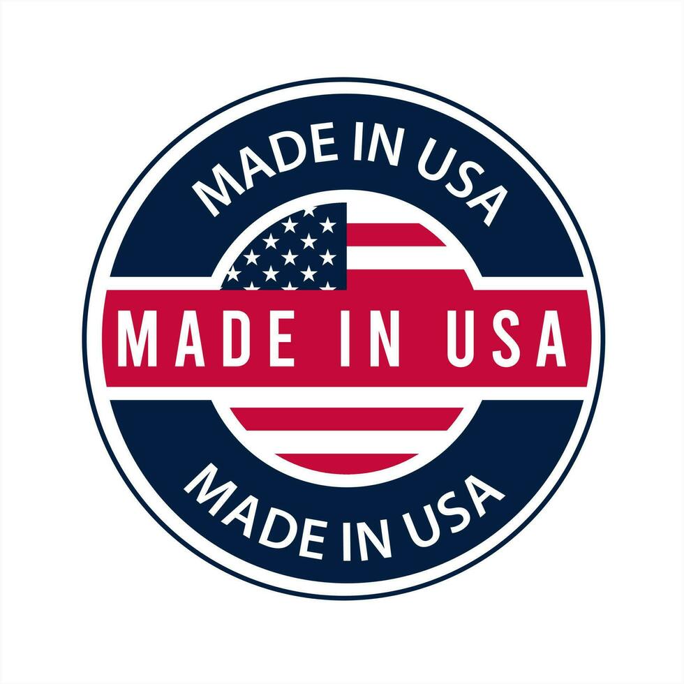 Made in USA badges. proud label stamp, American flag and national symbols, united states of America patriotic emblems set. us product stickers, national independence day badges vector