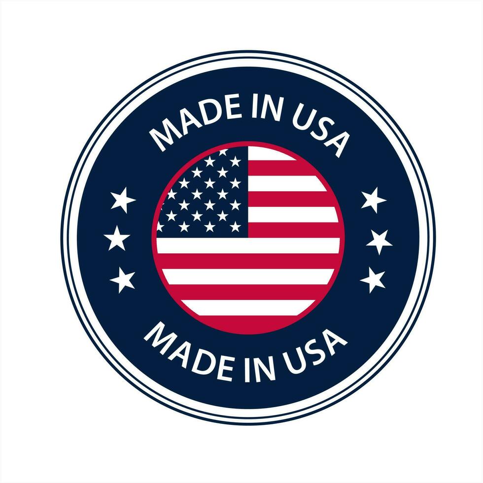 Made in USA badges. proud label stamp, American flag and national symbols, united states of America patriotic emblems set. us product stickers, national independence day badges vector