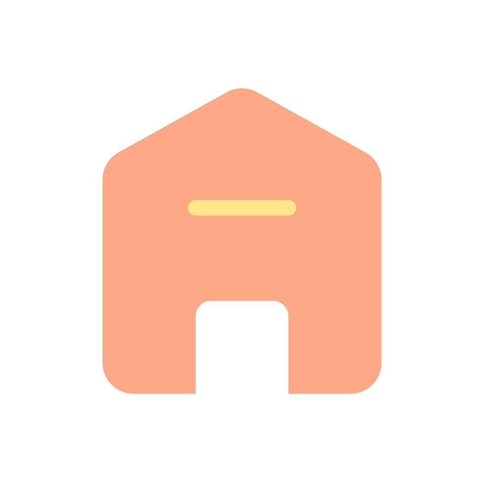 Delete address flat color ui icon. Change information online. Mail receiver house location. Simple filled element for mobile app. Colorful solid pictogram. Vector isolated RGB illustration