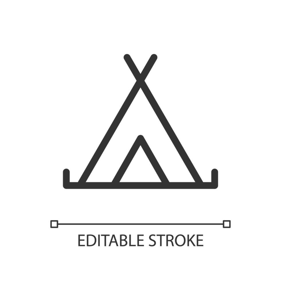 Camping site pixel perfect linear ui icon. GPS navigation. Campground location. Search on map. GUI, UX design. Outline isolated user interface element for app and web. Editable stroke vector