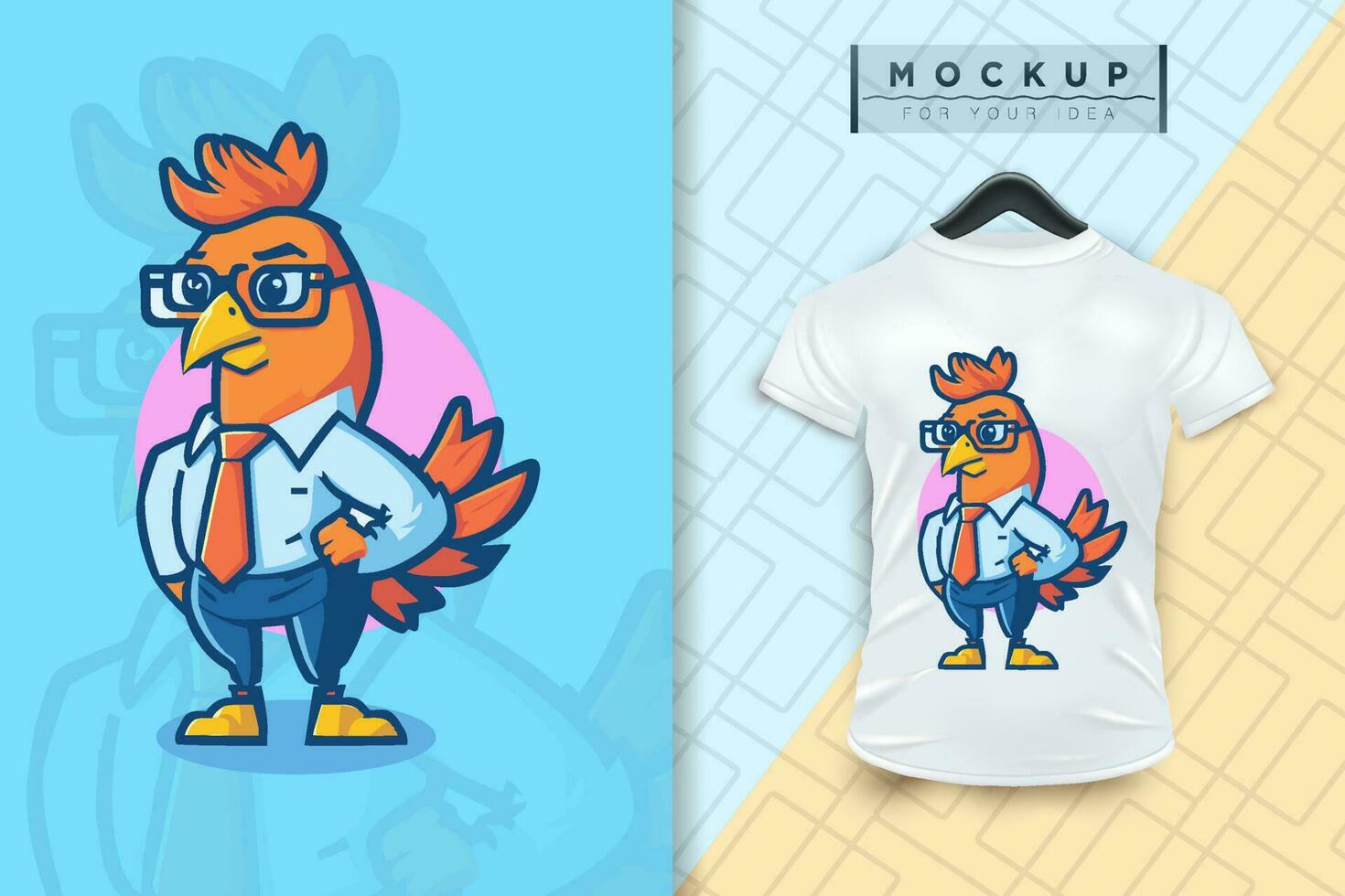 un pollo vistiendo un uniforme me gusta un oficina trabajador y empresario plano dibujos animados personaje diseño vector