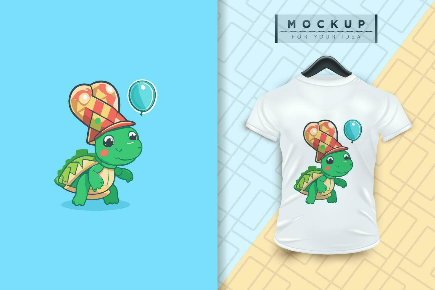 A turtle mascot cartoon character design, vector