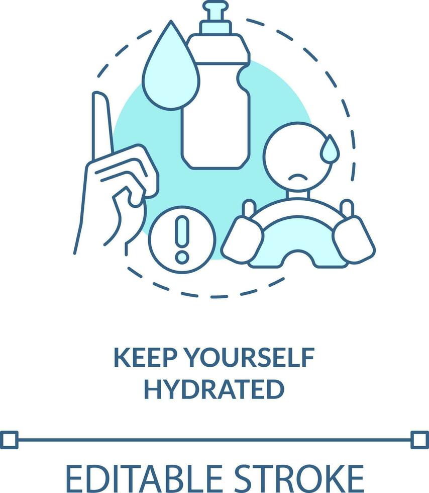 Keep yourself hydrated turquoise concept icon. Driving safety for commercial drivers abstract idea thin line illustration. Isolated outline drawing. Editable stroke vector