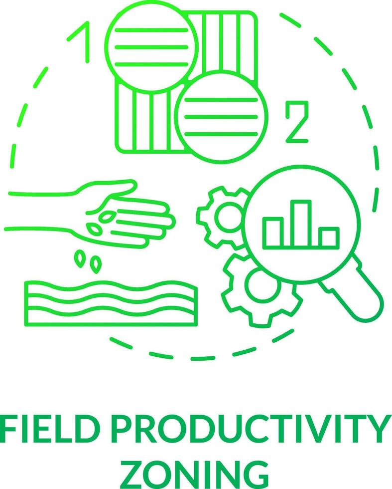 Field productivity zoning green gradient concept icon. Divide field in areas. Increased crop yield abstract idea thin line illustration. Isolated outline drawing vector