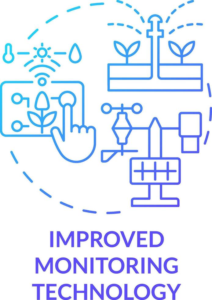 Improved monitoring technology blue gradient concept icon. Increasing farming productivity abstract idea thin line illustration. Isolated outline drawing vector