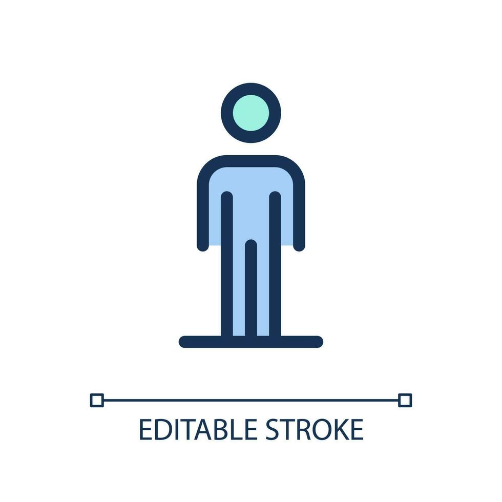 Standing pedestrian pixel perfect RGB color ui icon. Person waiting. Simple filled line element. GUI, UX design for mobile app. Vector isolated pictogram. Editable stroke