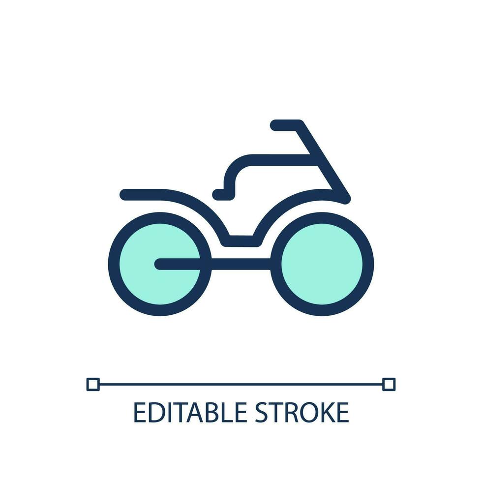 Motorbike pixel perfect RGB color ui icon. Motorcycle transport. Navigation. Simple filled line element. GUI, UX design for mobile app. Vector isolated pictogram. Editable stroke