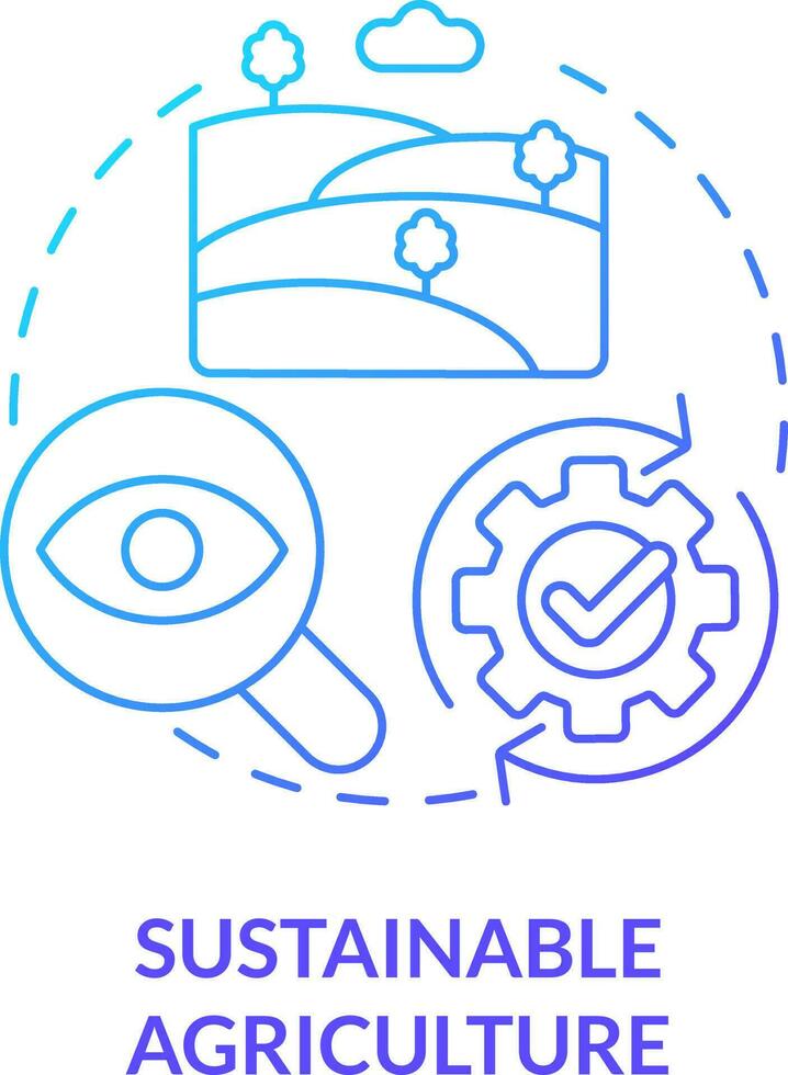 sostenible agricultura azul degradado concepto icono. naturaleza recursos. creciente agricultura productividad resumen idea Delgado línea ilustración. aislado contorno dibujo vector