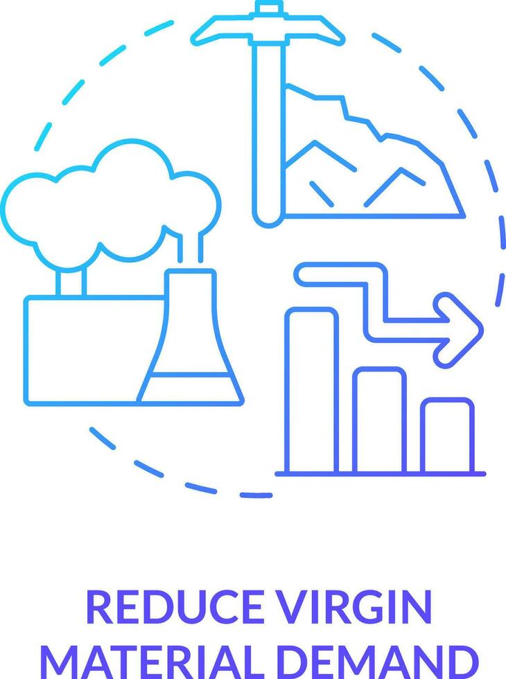 Reduce virgin material demand blue gradient concept icon. Ore mining. Carbon removal strategy abstract idea thin line illustration. Isolated outline drawing vector