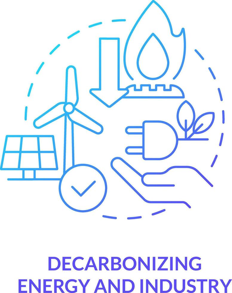 descarbonizante energía y industria azul degradado concepto icono. renovable fuentes. global red cero objetivo resumen idea Delgado línea ilustración. aislado contorno dibujo vector