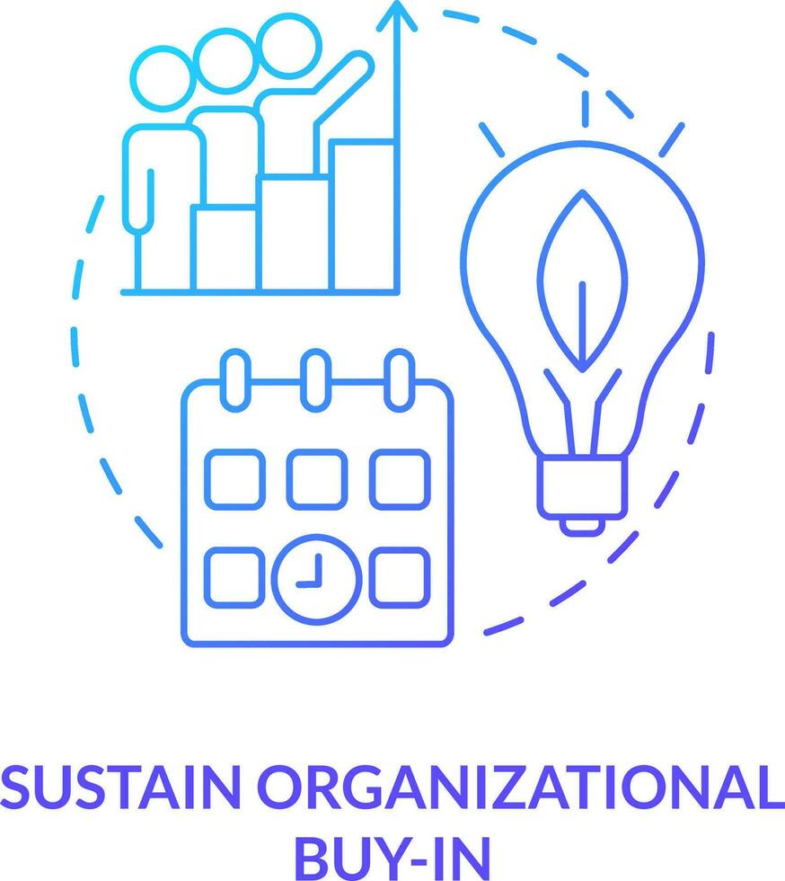 Sustain organizational buy in blue gradient concept icon. Transforming company to net zero abstract idea thin line illustration. Isolated outline drawing vector