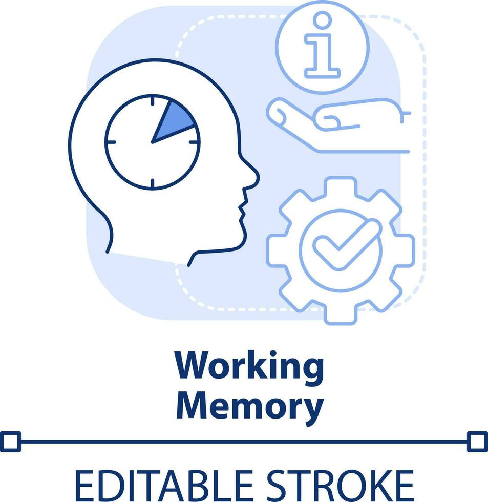 Working memory light blue concept icon. Microlearning process abstract idea thin line illustration. Limited human memory. Isolated outline drawing. Editable stroke vector
