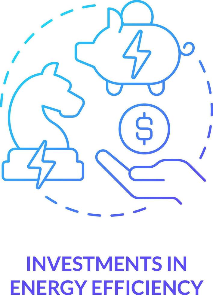 Investments in energy efficiency blue gradient concept icon. Commercial benefits. Net zero practice abstract idea thin line illustration. Isolated outline drawing vector