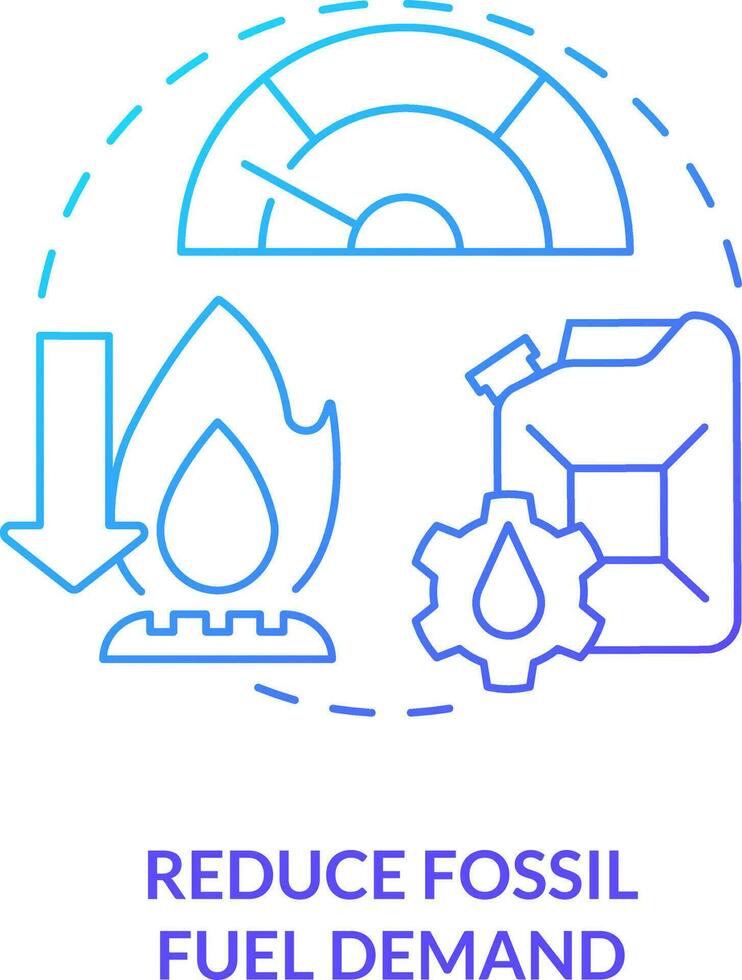 Reduce fossil fuel demand blue gradient concept icon. Net zero practice. Carbon removal strategy abstract idea thin line illustration. Isolated outline drawing vector