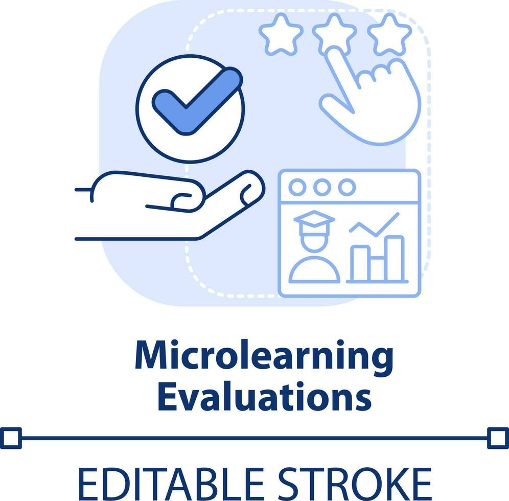 Microlearning evaluations light blue concept icon. Micro learning module abstract idea thin line illustration. Assessment. Isolated outline drawing. Editable stroke vector