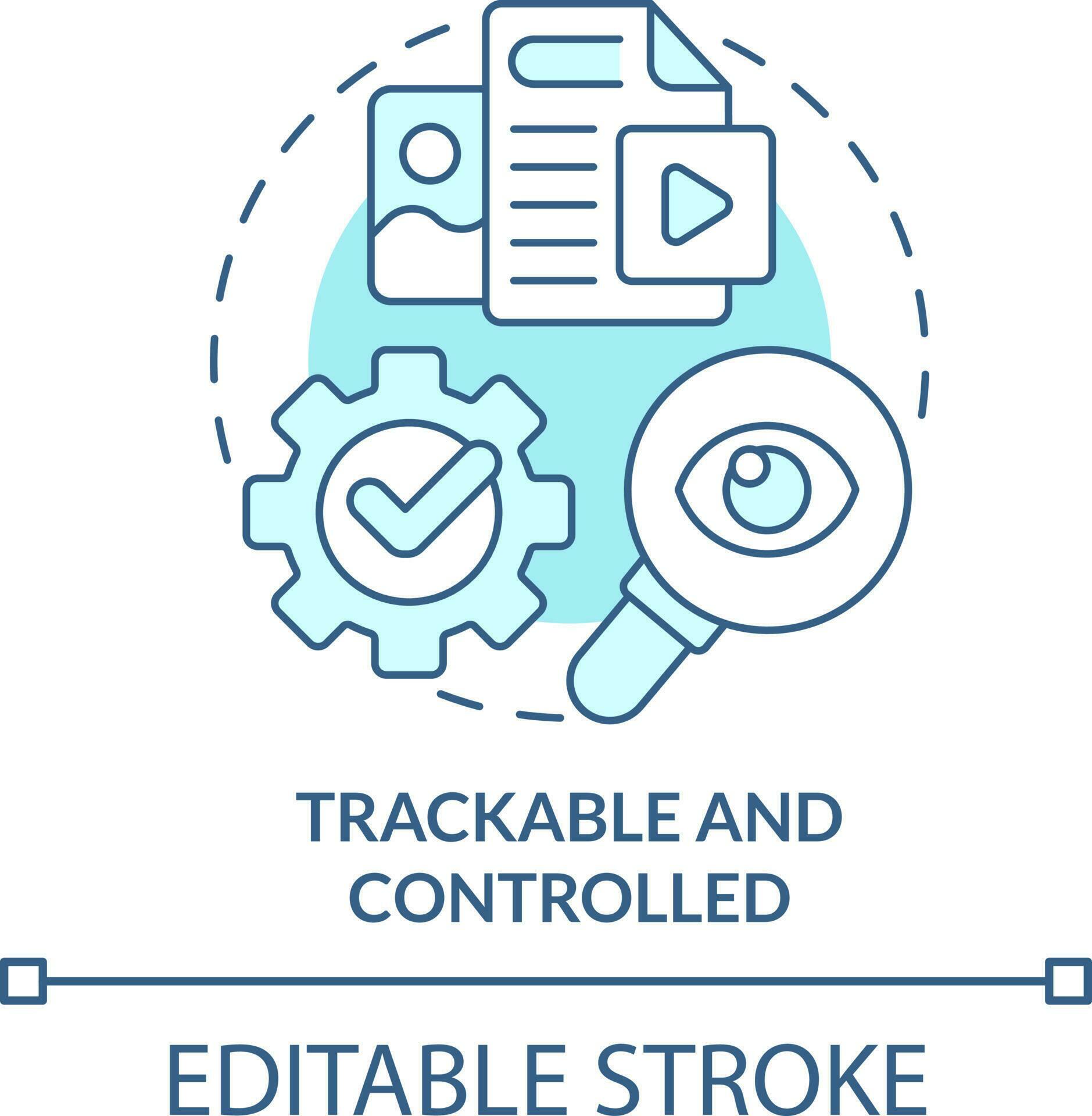 Trackable and controlled turquoise concept icon. Easy to access ...