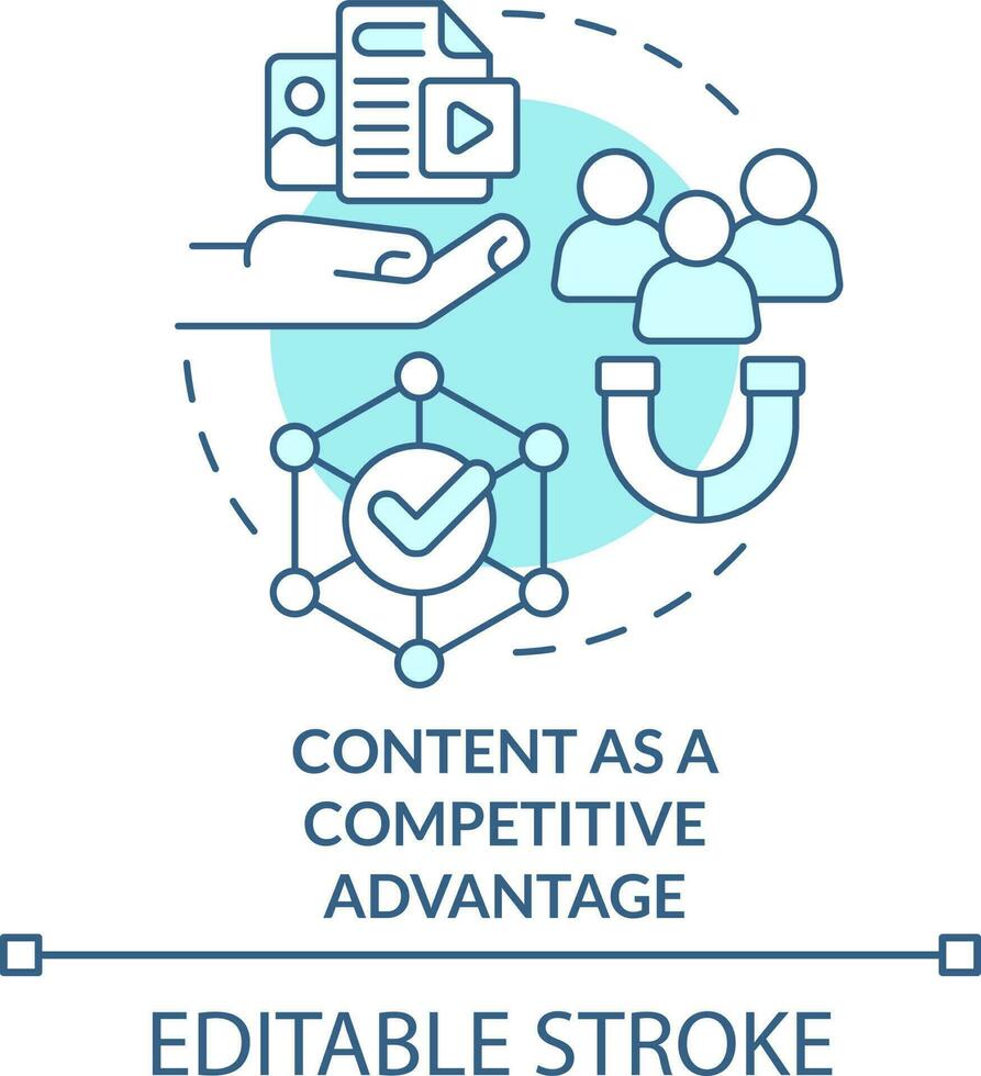 Content as competitive advantage turquoise concept icon. Data design
