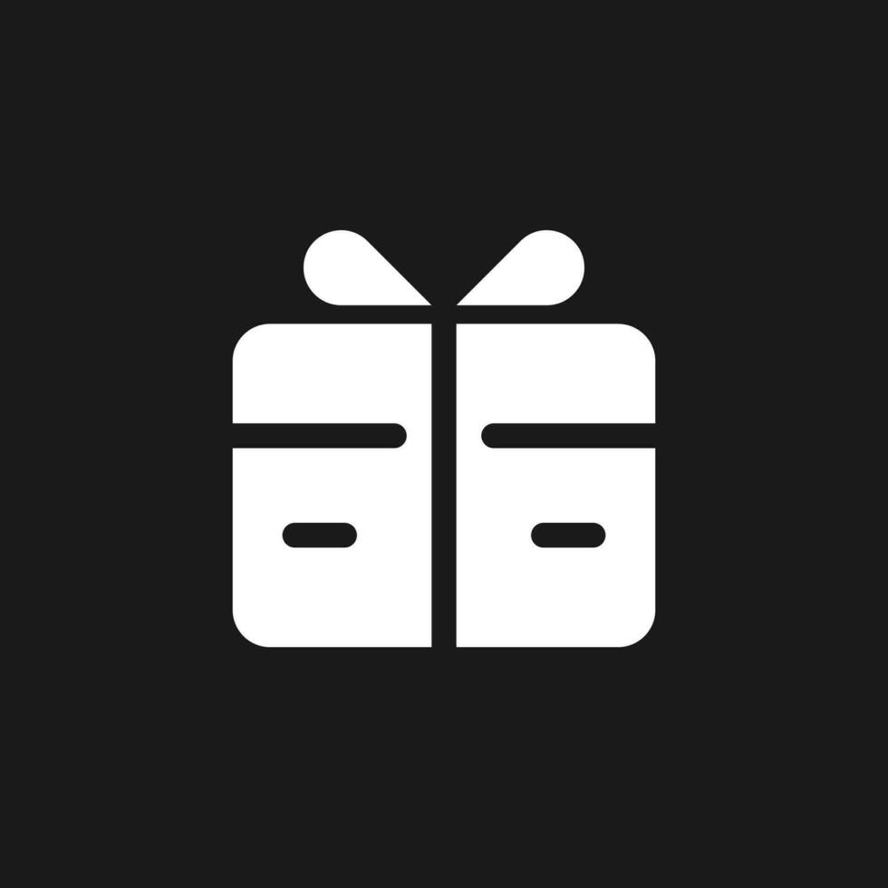 Free gift card dark mode glyph ui icon. Refer-a-friend reward. User interface design. White silhouette symbol on black space. Solid pictogram for web, mobile. Vector isolated illustration