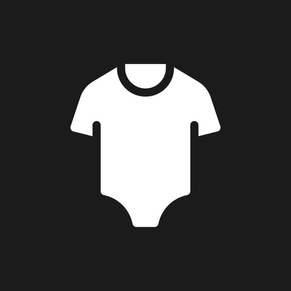 Baby bodysuit dark mode glyph ui icon. Sleepwear for kid. Infant clothes. User interface design. White silhouette symbol on black space. Solid pictogram for web, mobile. Vector isolated illustration