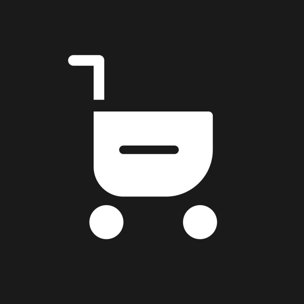 Remove item from shopping cart dark mode glyph ui icon. Delete purchase. User interface design. White silhouette symbol on black space. Solid pictogram for web, mobile. Vector isolated illustration