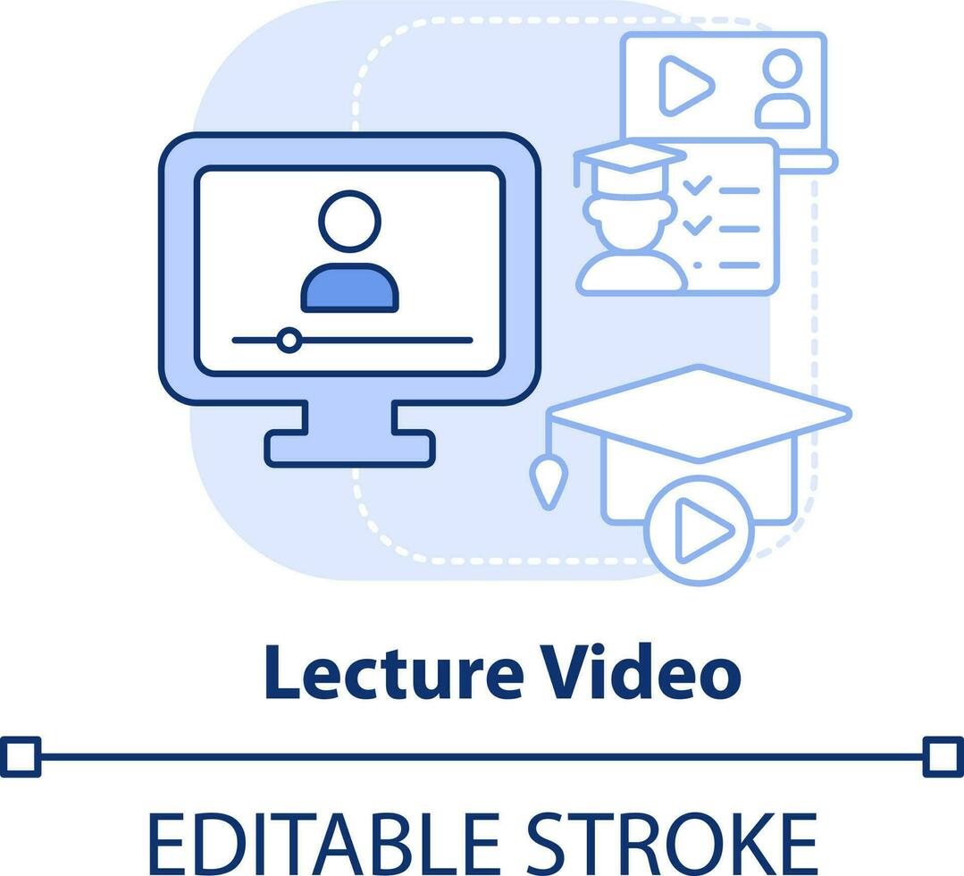 Lecture video light blue concept icon. Microlearning example abstract idea thin line illustration. Pedagogical tool. Isolated outline drawing. Editable stroke vector