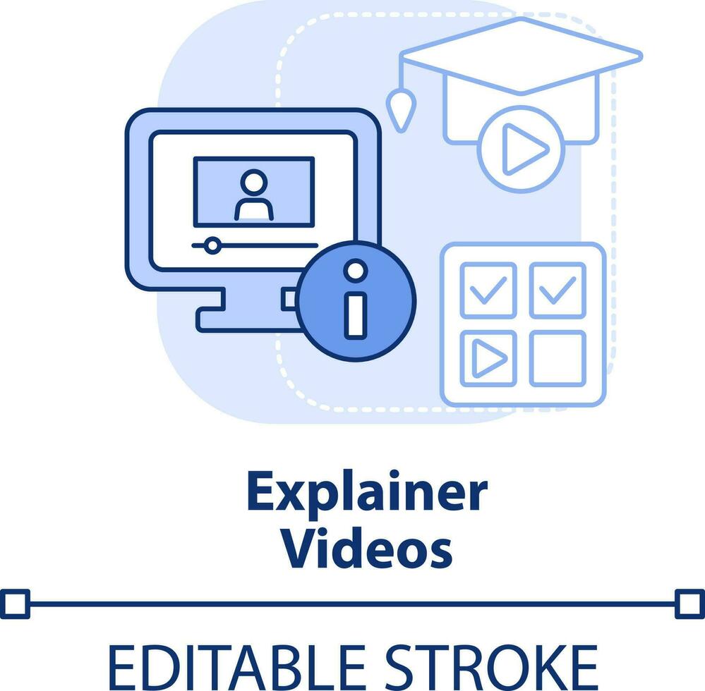 Explainer videos light blue concept icon. Microlearning abstract idea thin line illustration. Small duration of content. Isolated outline drawing. Editable stroke vector